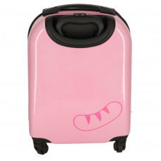 CHILDREN'S TRAVEL SUITCASE ON WHEELS HAND LUGGAGE PINK CAT