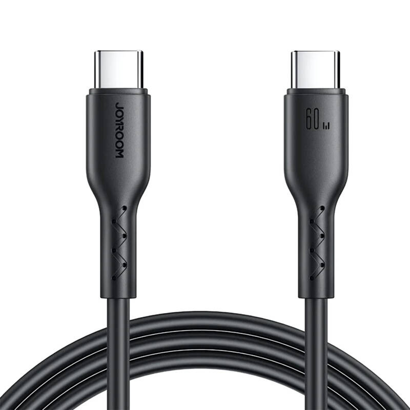 Ātrās uzlādes kabelis telefoniem,no USB C uz USB-C SA26-CC3 / 60 W / 1 m (melns)