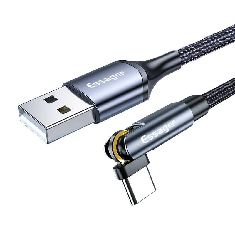 USB-A 3in1 kabelis, Essager, EXCCXT-WX0G, USB-C/Lightning/Micro, 15W, 1m (pelēks)