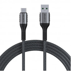 USB-A 3.1 līdz USB-C Ātrās uzlādes kabelis Lention CB-ACE-6A1M, 6A, 10Gbps, 1m (melns)