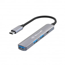 Tellur 4in1 USB-C 3.1 Hub alumīnijs, pelēks