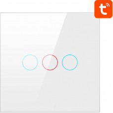 Viedais,skārienjūtīgs gaismas slēdzis ZigBee Avatto ZTS02-EU-W3 3 virzienu TUYA (balts)