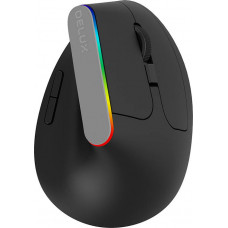 Bezvadu vertikālā pele Delux M618C 2.4G 1600DPI RGB (melna)