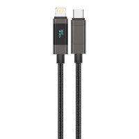 XS05 PD27W USB-C uz Lightning kabelis, 1,2 m (melns)