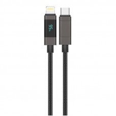 XS05 PD27W USB-C uz Lightning kabelis, 1,2 m (melns)