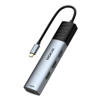 HUB 5in1 MOKiN USB-C PD 3.0 100W (sudrabs)