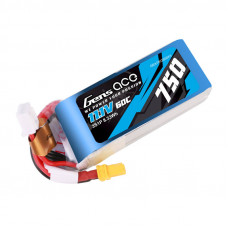 Gens Ace 750mAH 11.1V 60C 3S1P Lipo akumulators ar XT30 savienotāju