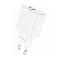 EU42 USB-C+USB-A 20 W tīkla lādētājs (balts)