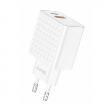 EU42 USB-C+USB-A 20 W tīkla lādētājs (balts)