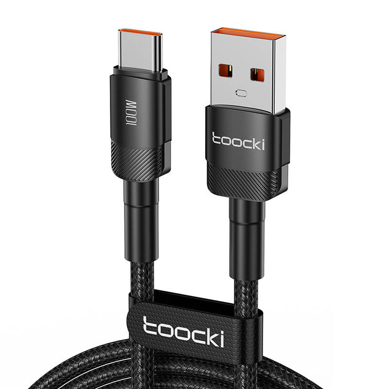 Kabelis no USB-A uz USB-C ,Toocki TXCT-HY01, 1m, FC 100W (melns)