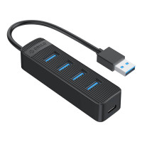 TWU3 USB uz 4x USB 3.0 centrmezgla adapteris (melns)