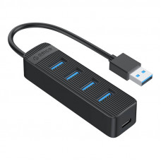 TWU3 USB uz 4x USB 3.0 centrmezgla adapteris (melns)