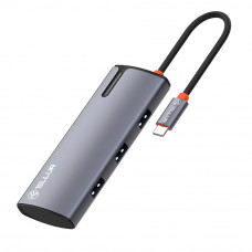 Tellur USB-C centrmezgls, PD 3.0 100 W, HDMI, 3xUSB 3.0 pelēks