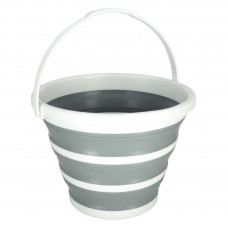 Silicone folding bucket 10 L stripes grey