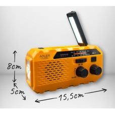 Adler AD 1197 Pārnēsājams saules tūristu radio kempingam 3 veidi, SOS signāls 1200mAh