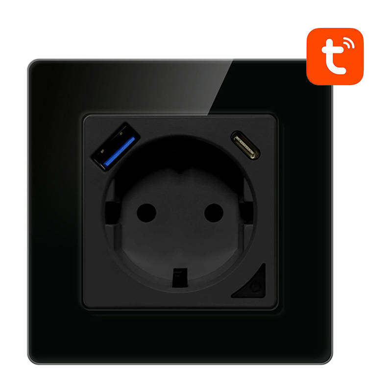 Avatto Smart WiFi Wall Socket Avatto N-WOT10-USB-B TUYA USB USB-C (black)