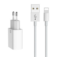 Dual USB lādētājs Mcdodo CH-6720 (EU) Lightning 1m ceļojumu komplekts (balts)