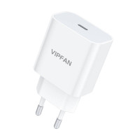 Tīkla lādētājs VFAN E04, USB-C, 20W, QC 3.0 (balts)