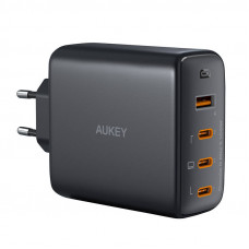 Sienas lādētājs Aukey PA-B7S, 1xUSB-A, 3xUSB-C, 100W GaN (melns)