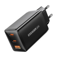 Sienas lādētājs, Essager, ECTAC-DYB01-Z, GaN, 2xUSB-C, USB-A, 67W (melns)