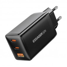 Sienas lādētājs, Essager, ECTAC-DYB01-Z, GaN, 2xUSB-C, USB-A, 67W (melns)