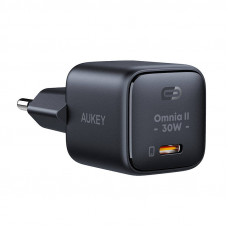 Sienas lādētājs Aukey PA-B1L, USB-C, 30 W (melns)