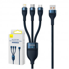 Baseus 3in1 USB cable Baseus Flash Series, USB-C + micro USB + Lightning, 100W, 1.2m (blue)