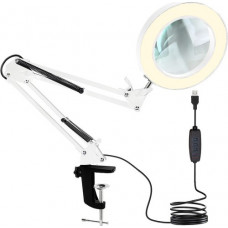 Cosmetic lamp with magnifying glass - white