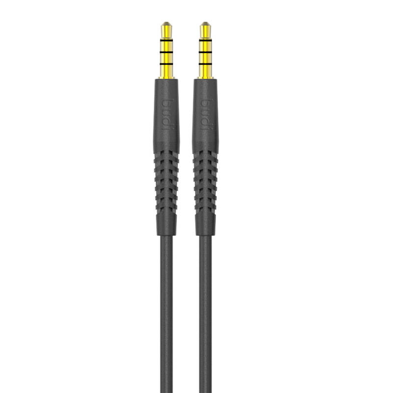 AUX kabelis mini ligzda no 3,5 mm līdz mini ligzda 3,5 mm Budi, 1,2 m (melns)