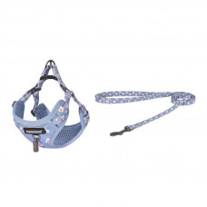 Dogness walking set leash+harness for dog (light blue)