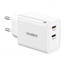 Choetech PD6013, GaN, 2x USB-C, PD65W network charger (white)