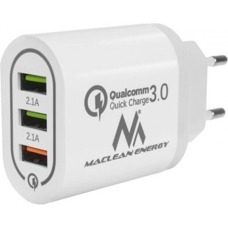 Maclean Energy MCE479W 3xUSB lādētājs QC 3.0