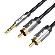 Audio kabelis 3,5 mm vīrišķais uz 2 x RCA vīrišķais Vention BCFBG 1,5 m melns