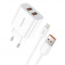 Foneng Fast charger Foneng 2x USB EU45 12W + USB Lightning cable