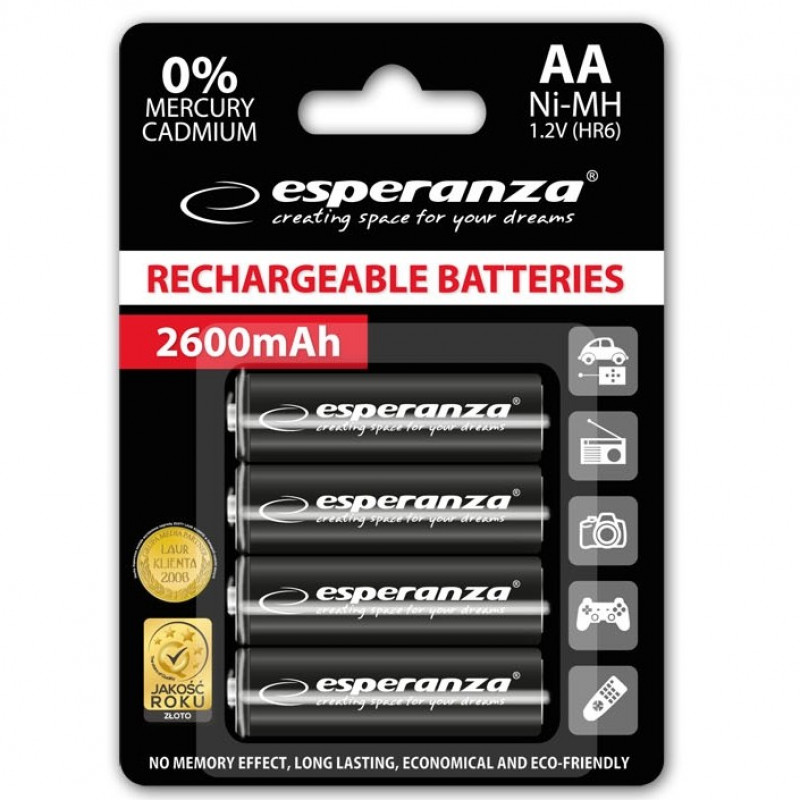 Esperanza EZA106 PRECHARGED HR6 2600MAH ALWAYS READY BLISTERA IEPAKOJUMĀ 4GB.