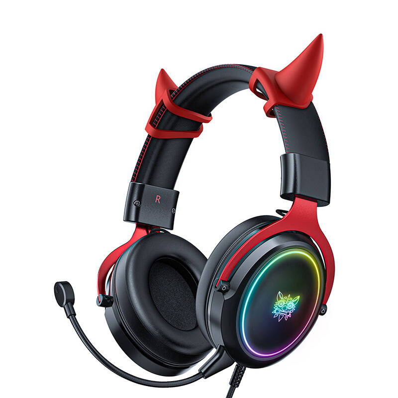 Onikuma X10 gaming headphones Black and red Demona pinks