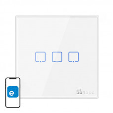 Viedais bezvadu sienas slēdzis Sonoff T2EU3C-RF 433MHz (3 kanāli)