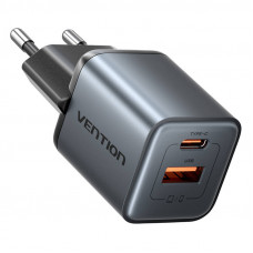 GaN Vention USB-C + USB-A 30 W lādētājs (pelēks)