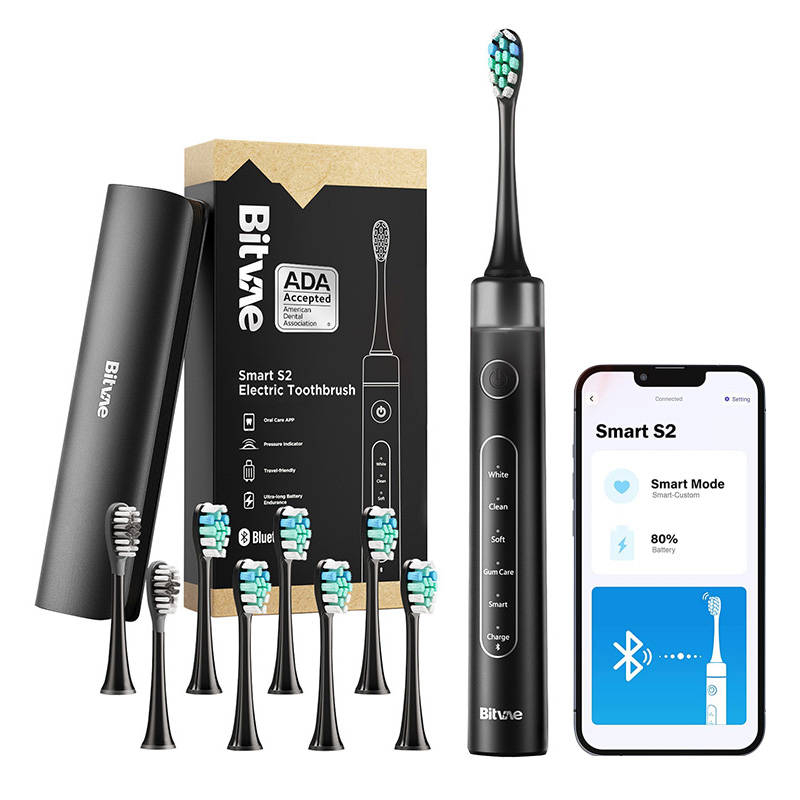 Bitvae Sonic toothbrush with app, tips set and travel etui S2 (black)