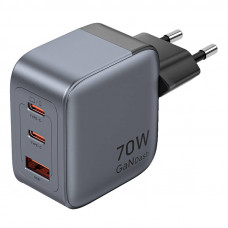 GaN Vention USB-C+C+A 70 W lādētājs (pelēks)