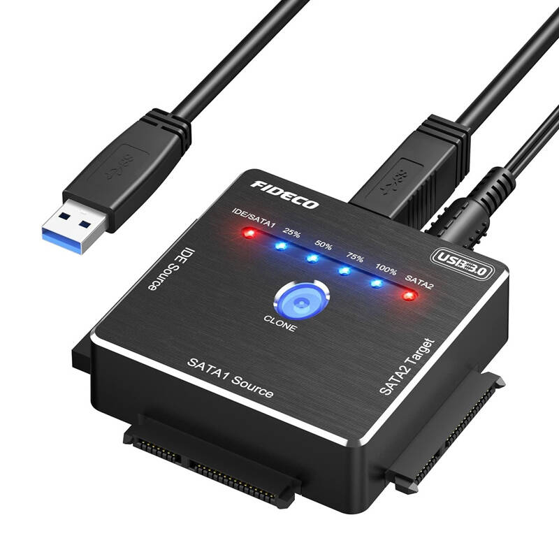 HDD/SSD adapteris ar klonēšanas funkciju FIDECO PL06 (USB 3.0, SATA/IDE)