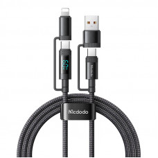 Četri vienā USB-C/A–USB-C/Lightning kabelis CA-1990 1,2 m (melns)