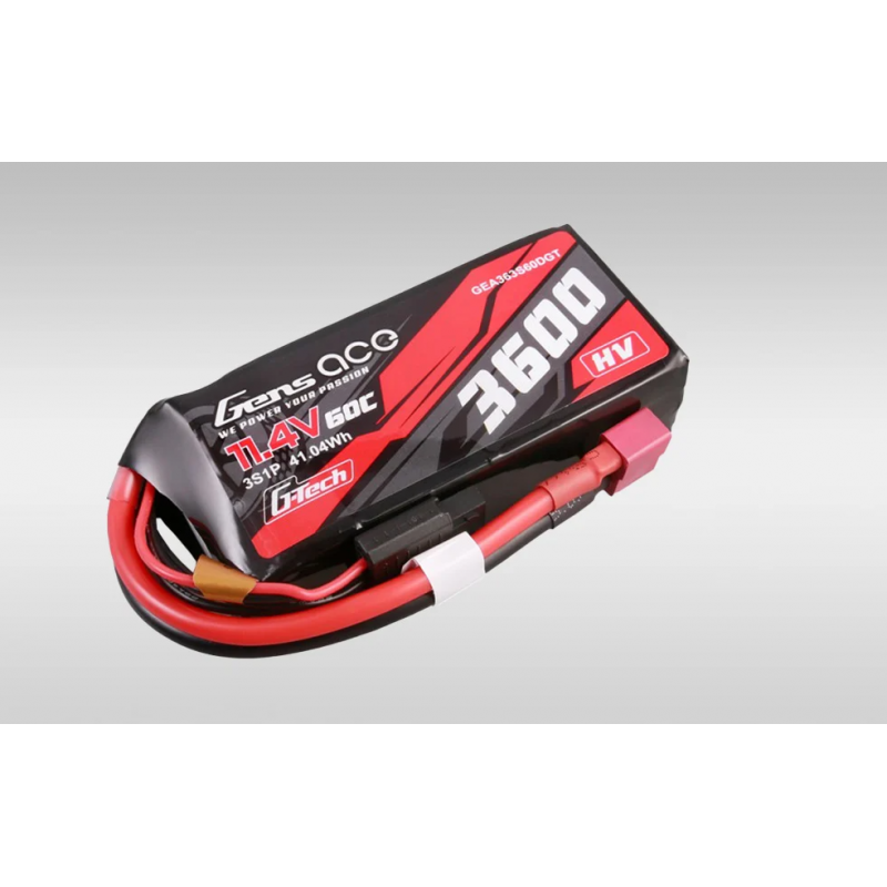 Gens Ace G-Tech 3600mAh 11,4V 3S1P 60C augstsprieguma Lipo akumulators ar T veida spraudni